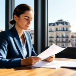 **

"A professional woman in a modest, tailored business suit, sitting at a large wooden desk in a bright, modern office in Madrid. She's reviewing documents, a warm, focused expression on her face. Sunlight streams through a large window overlooking the city. Fully clothed, appropriate attire, safe for work, perfect anatomy, natural proportions, professional photography, high quality, family-friendly."

**